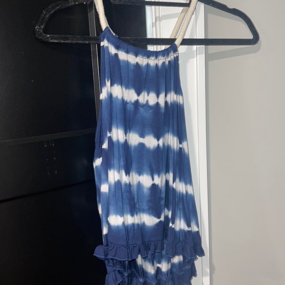 Blue and White Crop Tank